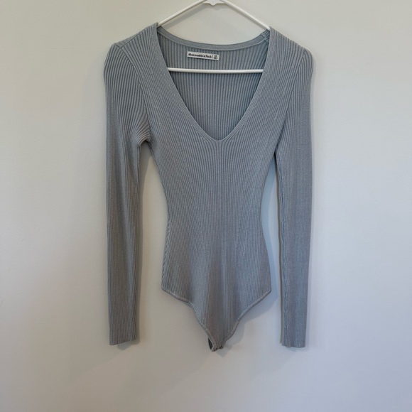 Abercrombie & Fitch Tops - Abercrombie & Fitch baby blue Ribbed Asymmetrical Bodysuit